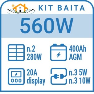 Kit solare a isola per impianti fotovoltaici isolati 560W