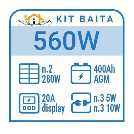 Kit solare a isola per impianti fotovoltaici isolati 560W