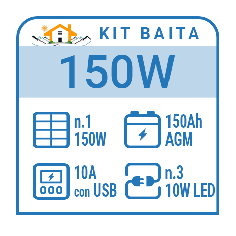 Kit solare a isola per impianti fotovoltaici isolati 150W