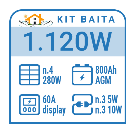 Kit solare a isola per impianti fotovoltaici isolati 1120W