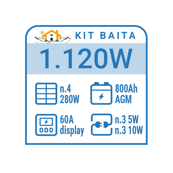 Kit solare a isola per impianti fotovoltaici isolati 1120W
