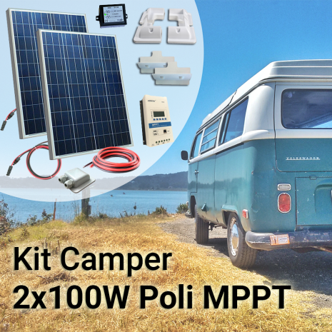 Kit Solare Camper 200W Poli Plus con MPPT