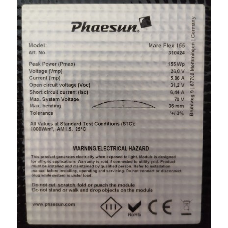 150W pannello flessibile Phaesun Mare Flex 120