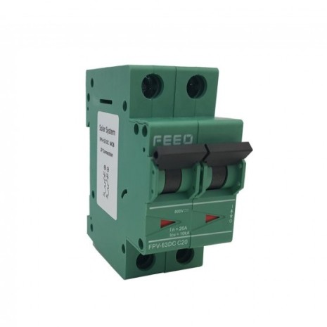 Interruttore bipolare automatico magnetotermico 20A per DC 800VDC