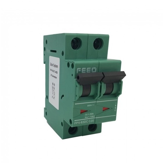 Interruttore bipolare automatico magnetotermico 20A per DC 800VDC