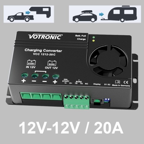 Booster di carica 20A Votronic per batterie AGM, GEL, LiFePo4