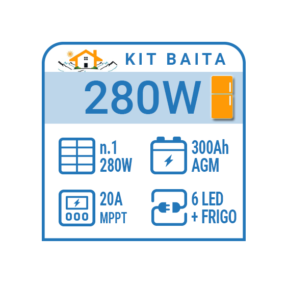 Kit solare a isola per impianti fotovoltaici isolati 300W con frigo