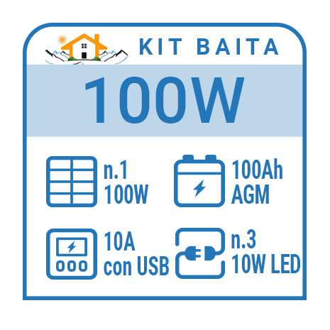 Kit solare a isola per impianti fotovoltaici isolati 100W