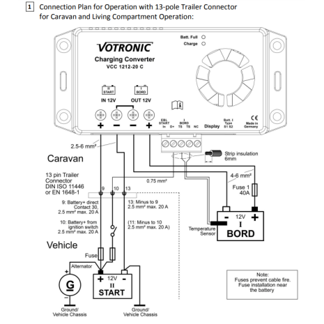 Booster di carica 20A Votronic per batterie AGM, GEL, LiFePo4
