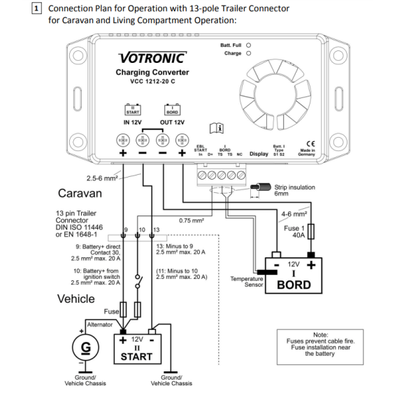 Booster di carica 20A Votronic per batterie AGM, GEL, LiFePo4