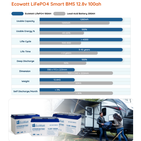 Batteria LiFePO4 100Ah 12V  EcoWatt