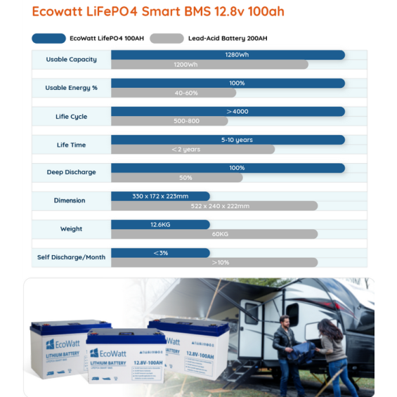 Batteria LiFePO4 100Ah 12V  EcoWatt