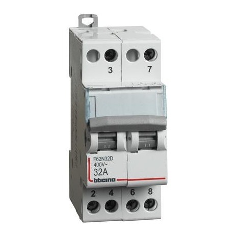 Commutatore a comando manuale 230V - 32A - 2 posizioni, 2 contatti in scambio