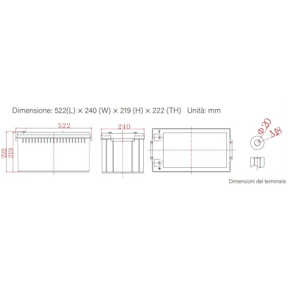 Batteria 200Ah 12V GEL Ultimatron Deep Cycle
