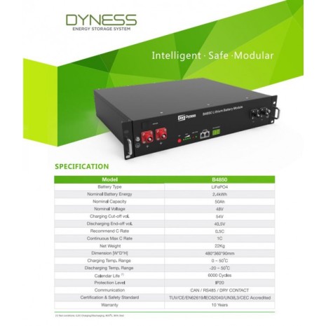Batteria 2,4kWh/48V Dyness LiFePo4 modulabile B4850