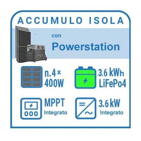 Kit a isola 3,6kWh con accumulo al litio