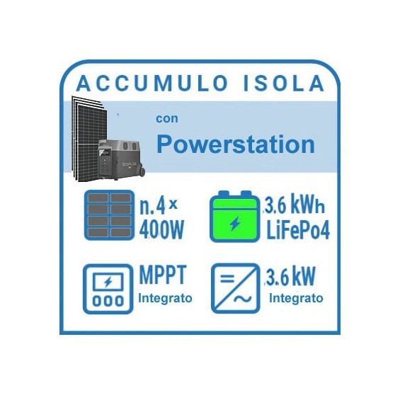 Kit a isola 3,6kWh con accumulo al litio