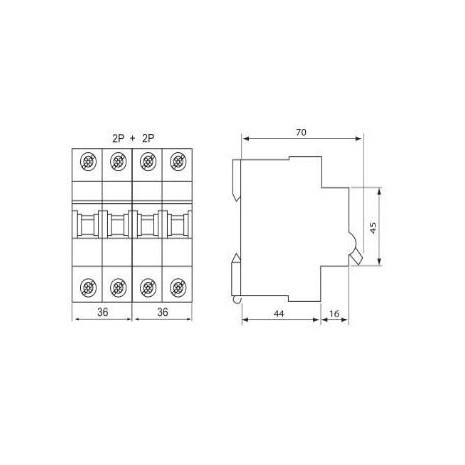 Commutatore bipolare con interblocco a comando manuale 230V - 63A AC/DC