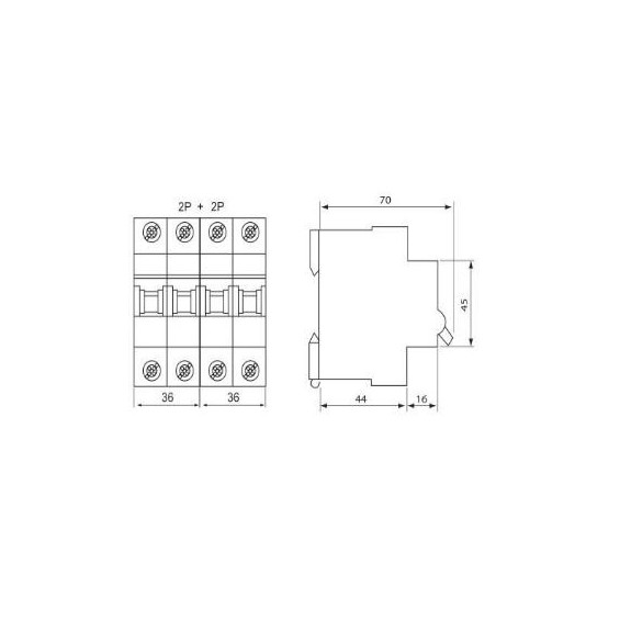Commutatore bipolare con interblocco a comando manuale 230V - 63A AC/DC