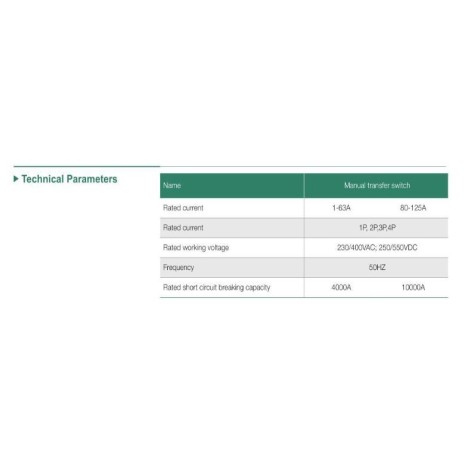 Commutatore bipolare con interblocco a comando manuale 230V - 63A AC/DC