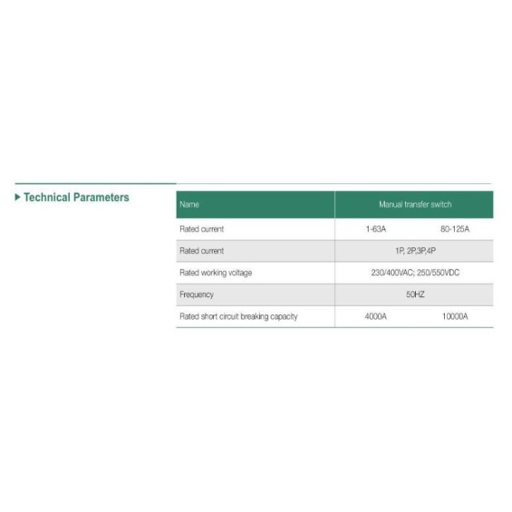 Commutatore bipolare con interblocco a comando manuale 230V - 63A AC/DC