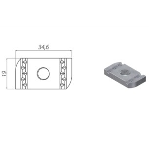 Dado a rombo inox 35x20mm M8