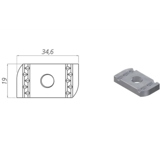 Dado a rombo inox 35x20mm M8