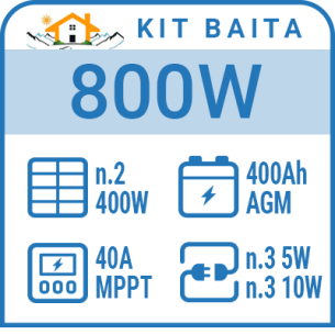 Kit baita solare 800W con 2 batterie 200Ah