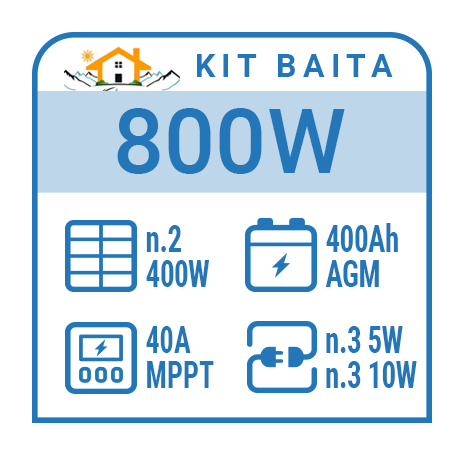 Kit baita solare 800W con 2 batterie 200Ah