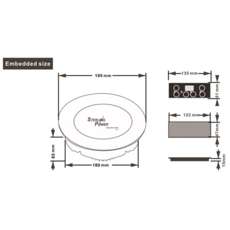 Piano induzione 1000W - 230V AC ad incasso Sterling Power