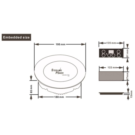 Piano induzione 1000W - 230V AC ad incasso Sterling Power