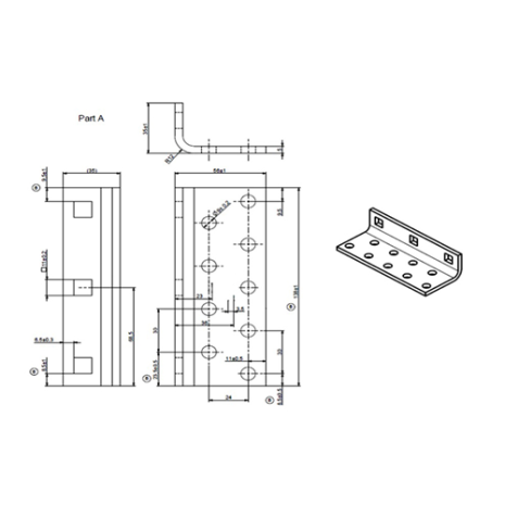 Dimensioni Staffa inox regolabile per supporto tegola