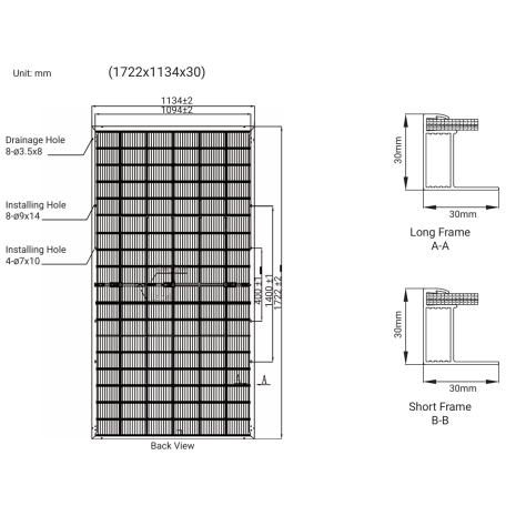 Pannello fotovoltaico bifacciale dimensioni