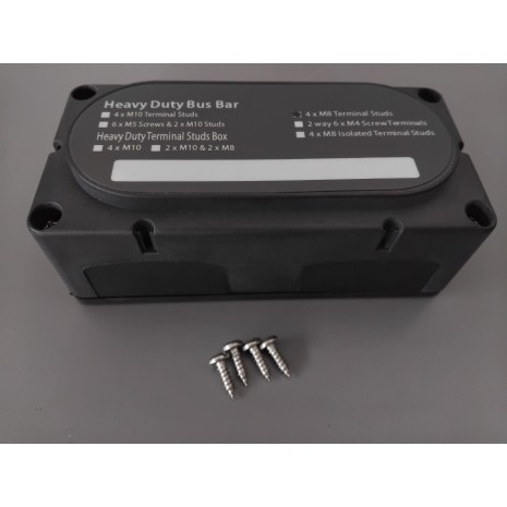 Sbarra di distribuzione 300A - 4xM8 colore nero