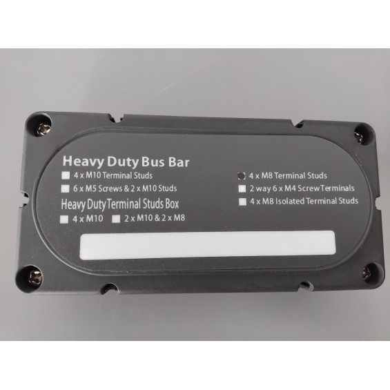 Sbarra di distribuzione 300A - 4xM8 colore nero
