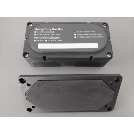 Sbarra di distribuzione 300A - 4xM8 colore nero