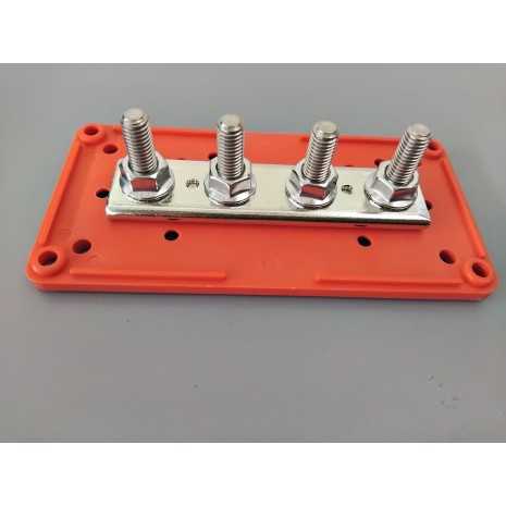 Sbarra di distribuzione 300A - 4xM8 colore rosso
