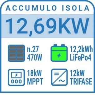 Impianto fotovoltaico off grid trifase 12kW