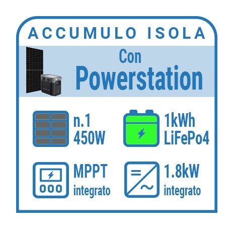 Kit solare a isola con accumulo Litio - Delta 2