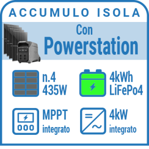 Kit fotovoltaico a isola con accumulo Litio - Delta Pro 3