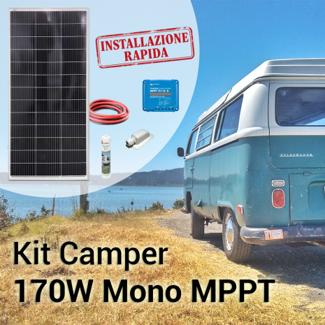 Kit Solare Camper 200W Poli Completo con MPPT - installazione rapida