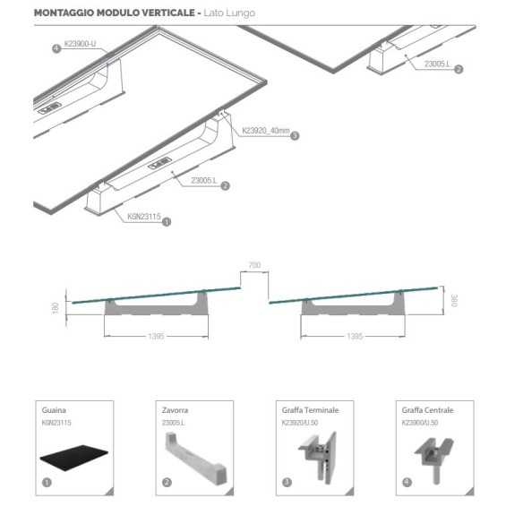Supporto zavorra Mono-XL 2 pannelli su tetto piano