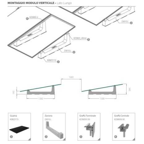 Supporto zavorra Mono-XL 2 pannelli su tetto piano