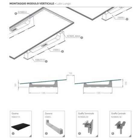 Supporto zavorra Mono-XL 3 pannelli su tetto piano