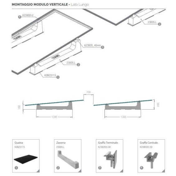 Supporto zavorra Mono-XL 3 pannelli su tetto piano