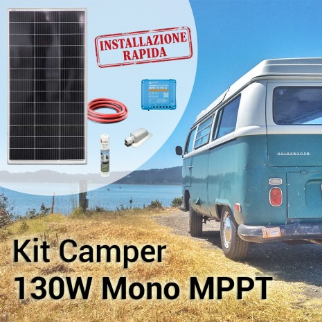 Kit Solare Camper 130W Poli Completo con MPPT - installazione rapida