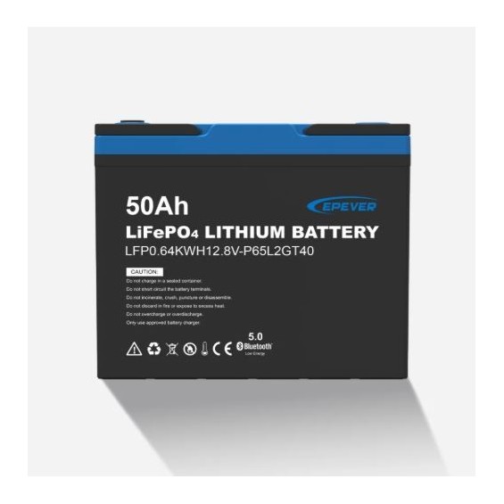 Batteria LiFePO4 50Ah 12.8V - 0,64kWh EpEver con Bluetooth | Riscaldatore integrato